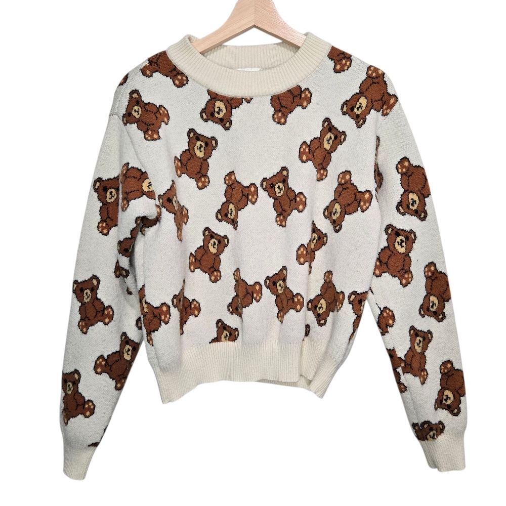 Stella Tweed Teddy Bear Print Sweater